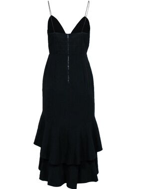 Alice + Olivia Black Tiered Ruffle Midi Dress